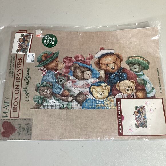 Adorable "Plaid" Teddy Bear by Alma Lynn Iron On Transfer - Picture 2 of 6